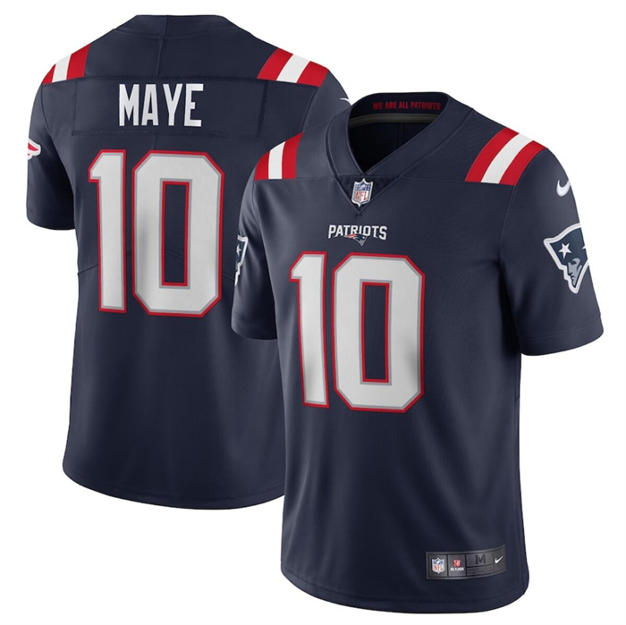 Men's New England Patriots #10 Drake Maye Navy 2024 Draft Vapor Limited Football Stitched Jersey - Click Image to Close